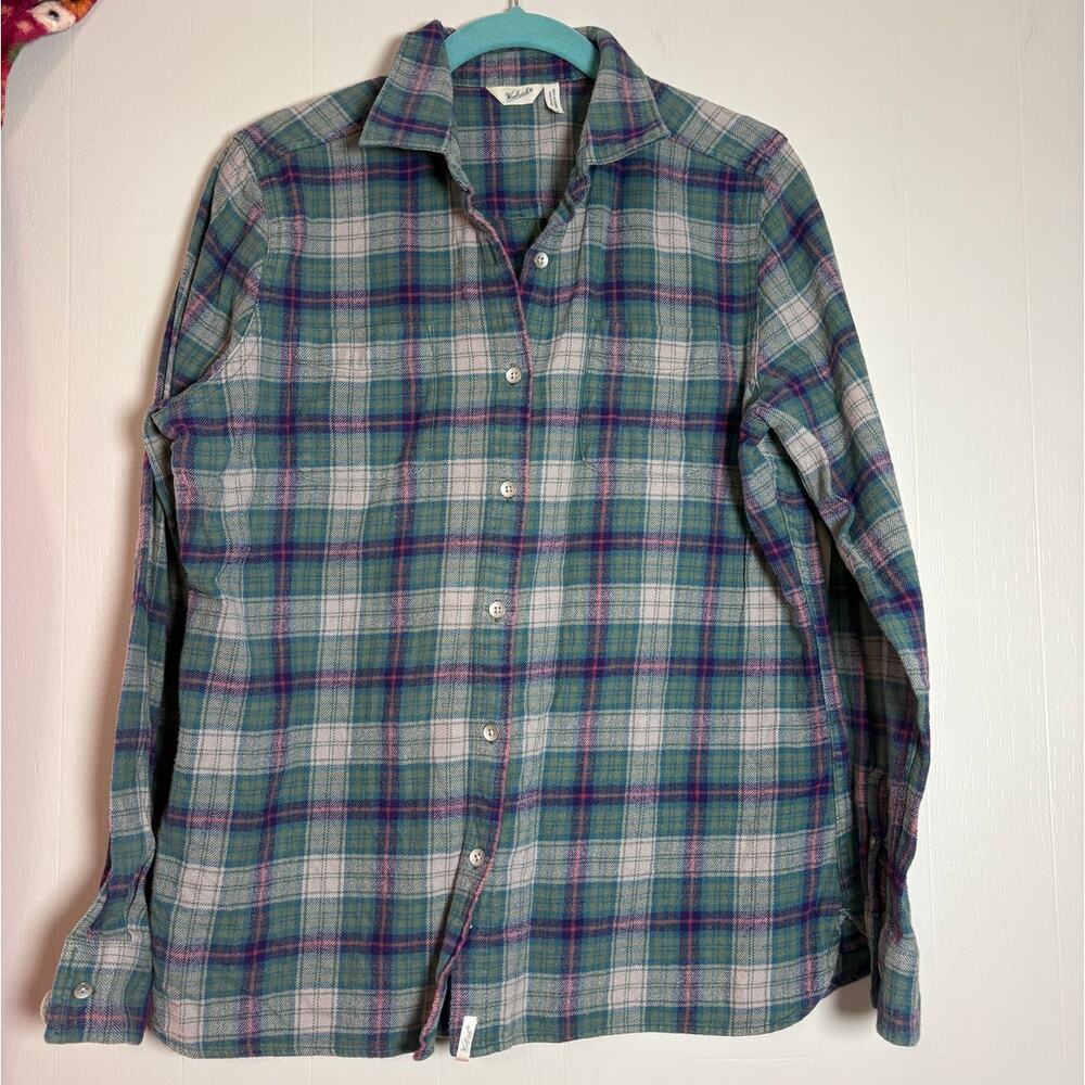 Woolrich Women's Large Long Sleeve Button Front Plaid Flannel Shirt